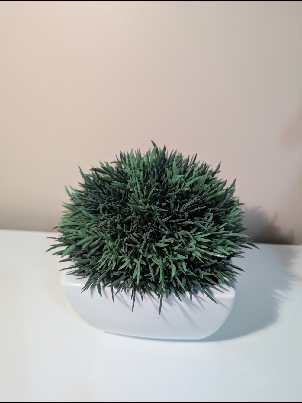 Crate&Barrel White Ceramic Planter With Fake Plant